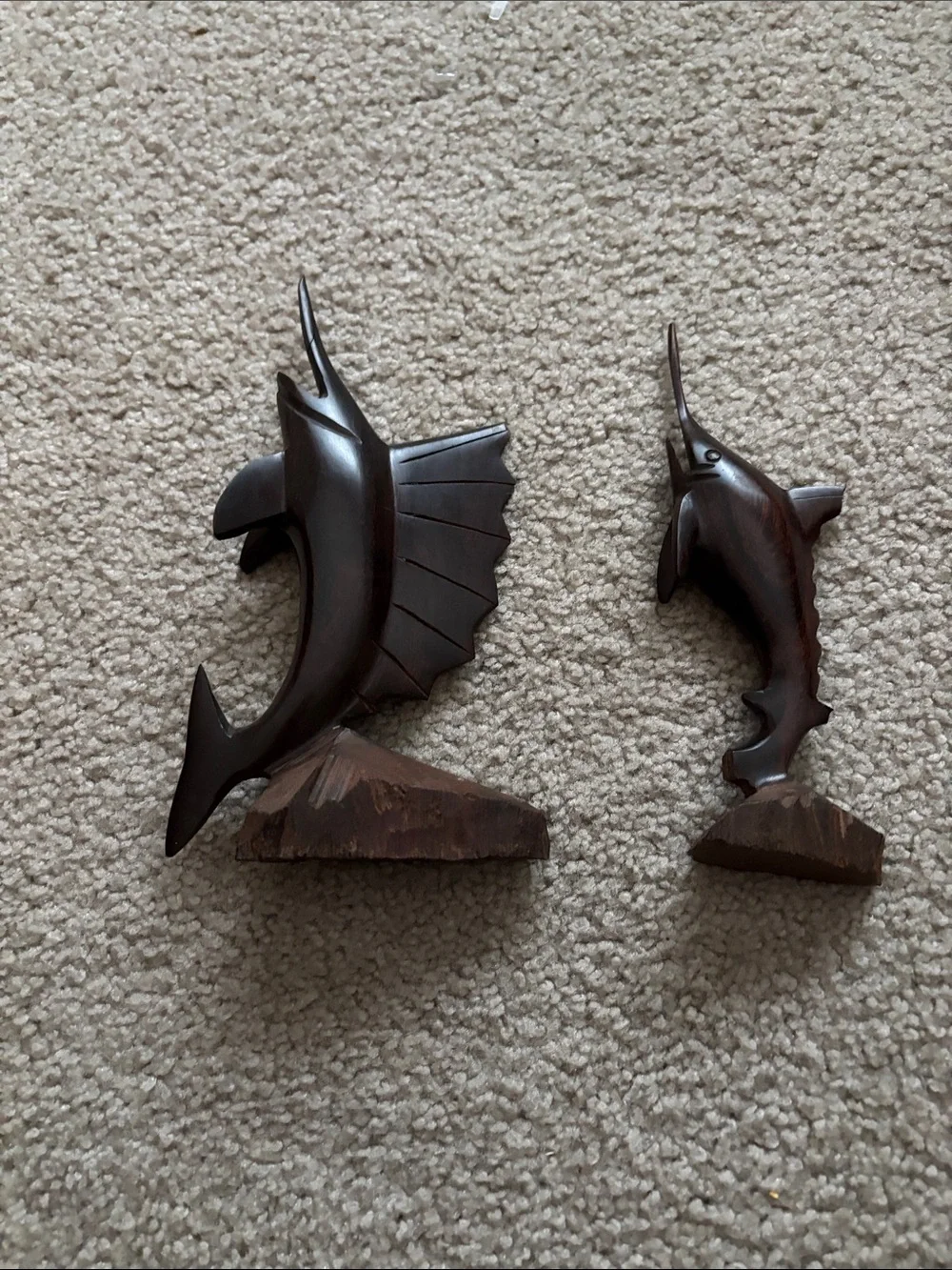 Ironwood Sculpture-Dark Brown Wooden Marlin Wall Decor – Nautical Accent
